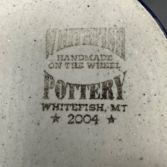 Vintage Art Pottery Mug Whitefish Montana Blue Drip Glaze 2004 Handmade Cup - Picture 8 of 11